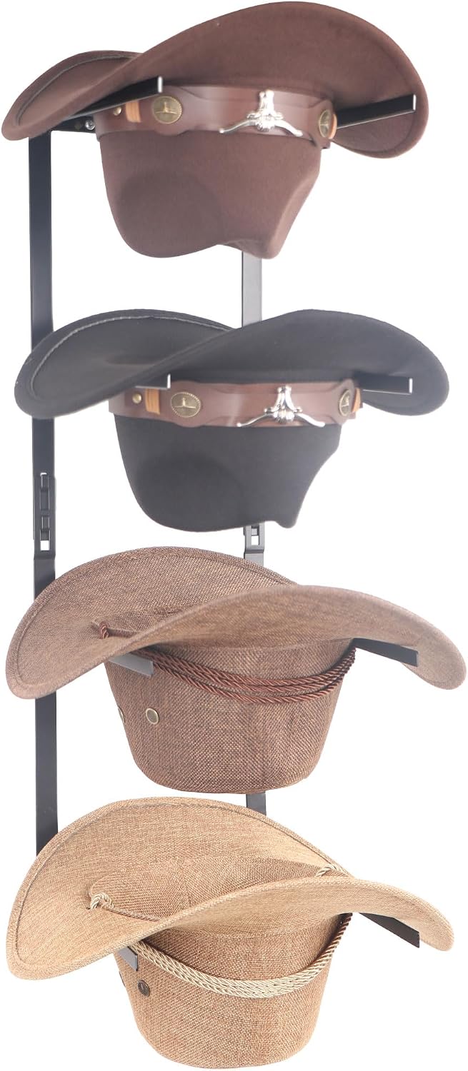 Perchero sombrero metal 4 ganchos para vaquero fedora