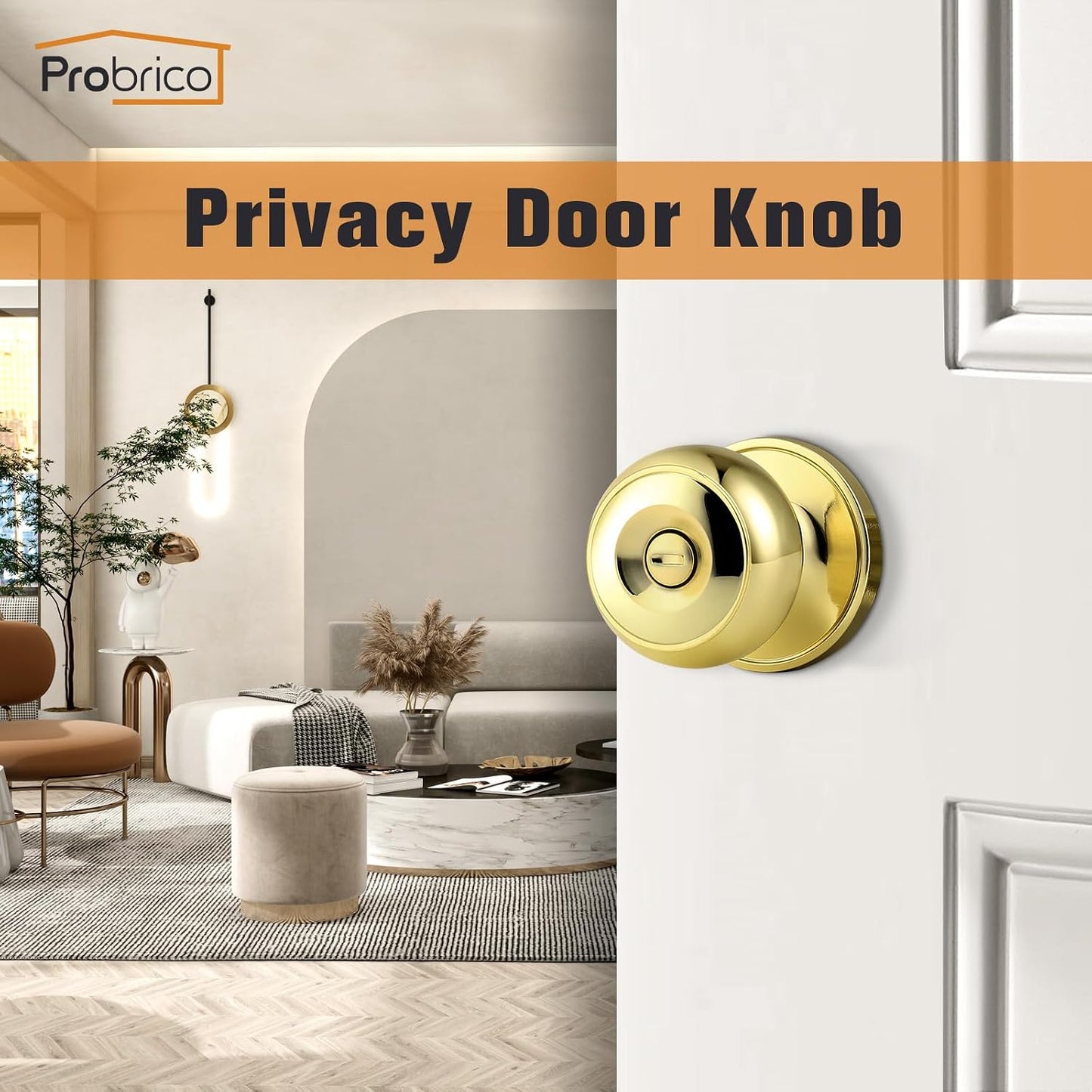 Pomos puerta latón cepillado privacidad baño pack 10