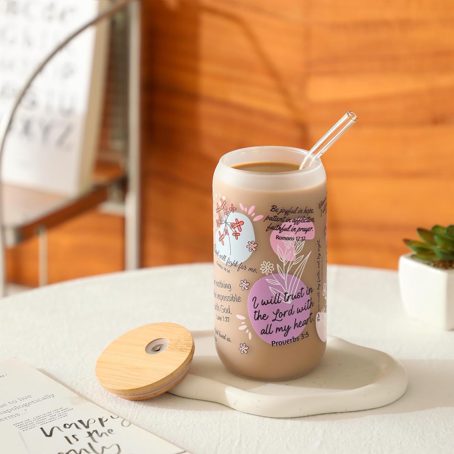 Taza térmica café con versículo bíblico 16oz para mujer