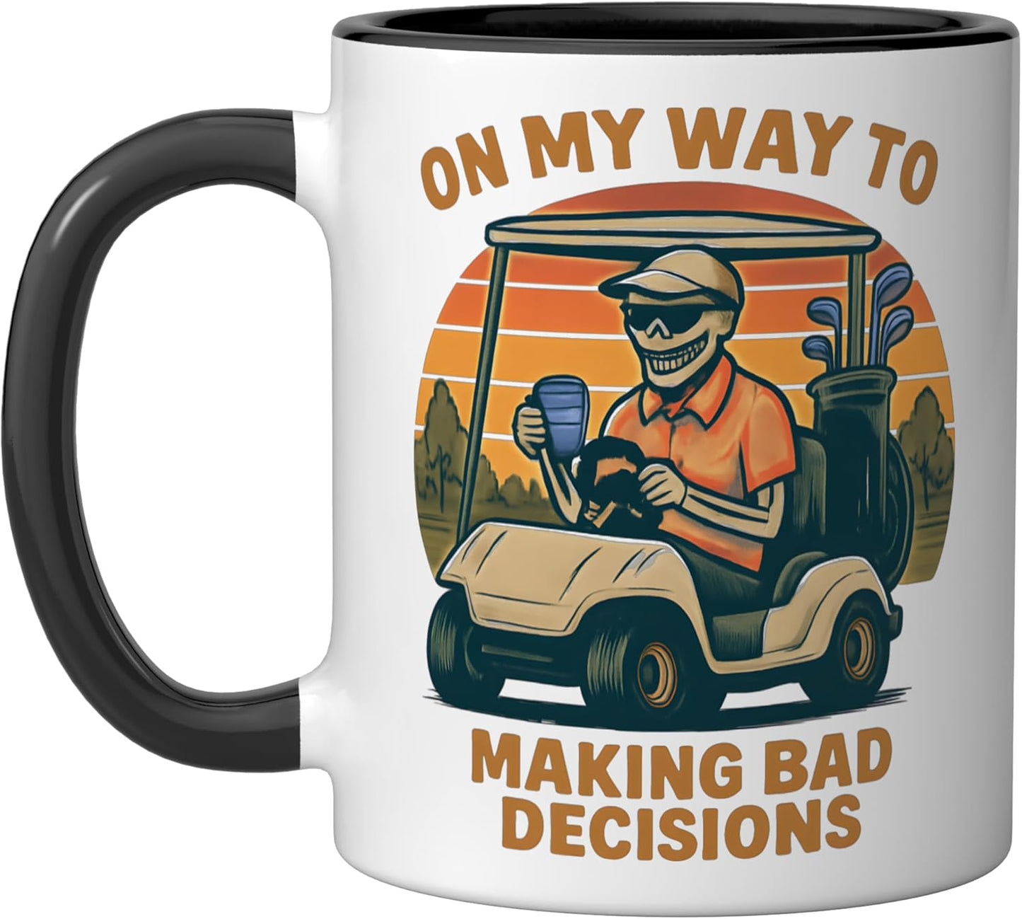 Taza Cerámica Golfista Humorística Negro/Blanco
