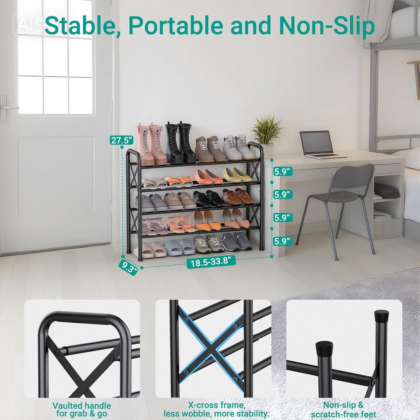 Zapatero metal expandible 4 niveles ajustable entrada