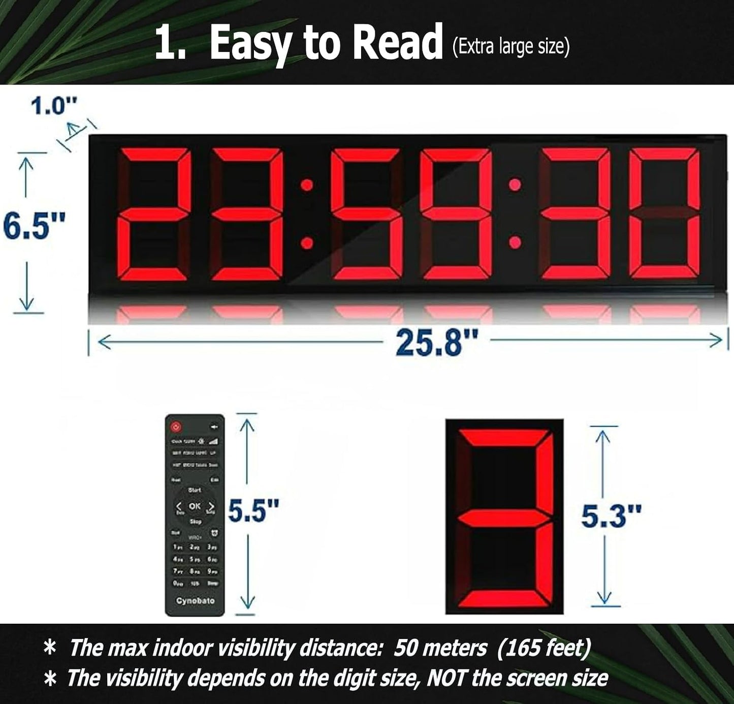 Trípode 5.6pulg con reloj digital cronómetro rojo