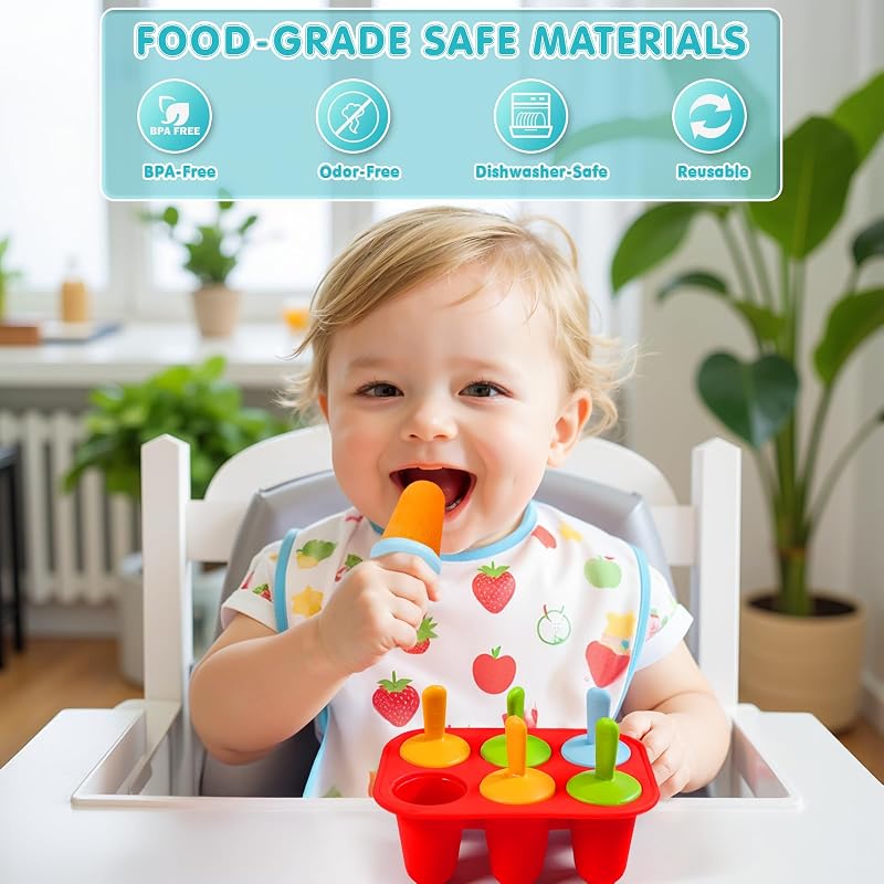 Moldes silicona paletas 6 cavidades sin BPA rojo