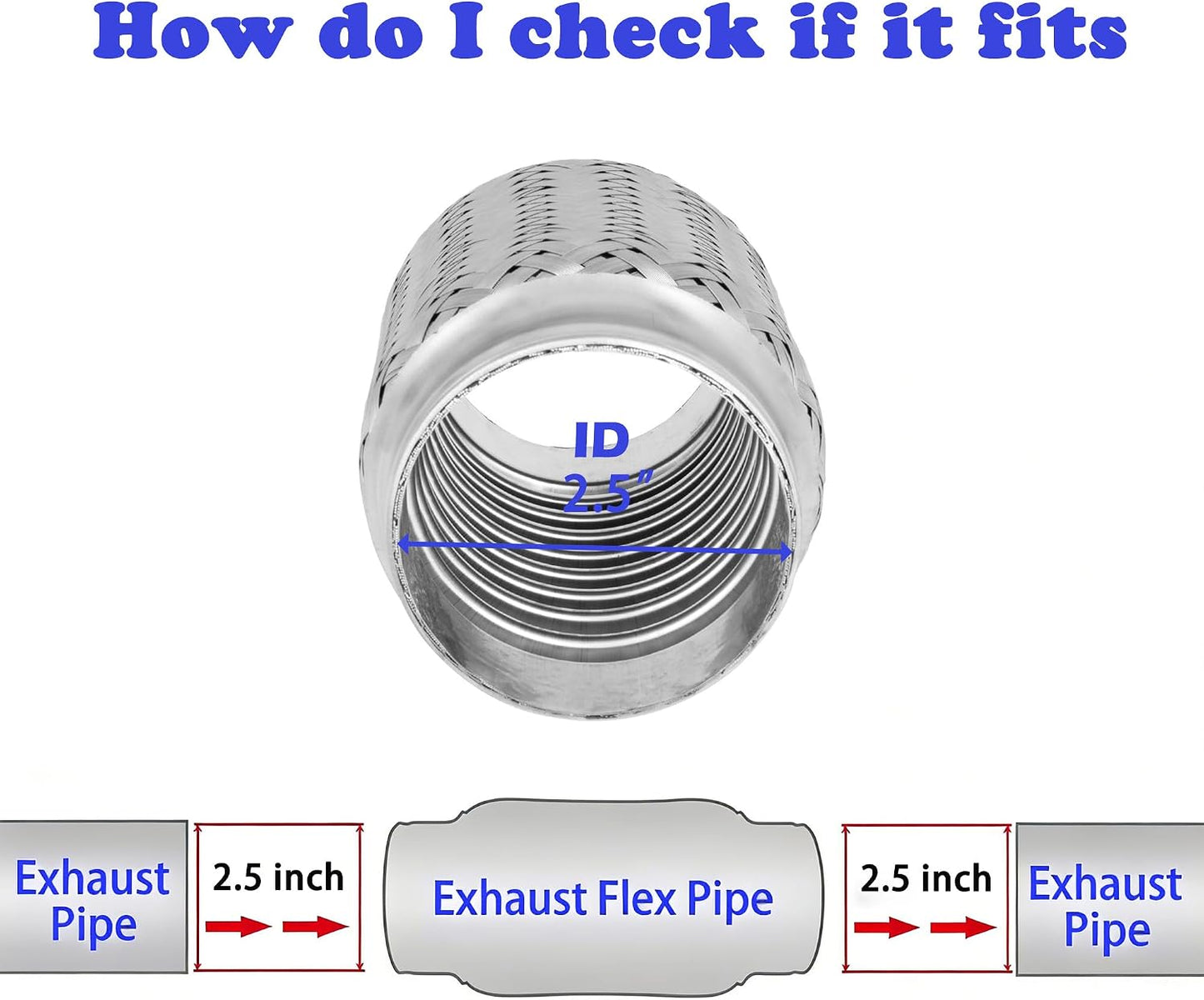 Tubo flexible escape acero inox doble trenza 2.5x5.9pulg