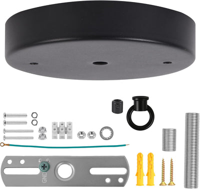 Kit toldo luz techo 5-1/8pulg negro placa metal accesorios