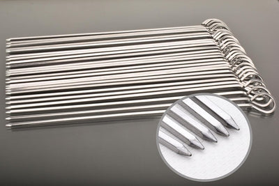 24 Pinchos Acero Inox 12" para Barbacoa Cuadrada