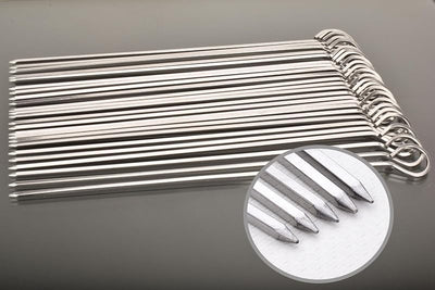 24 Pinchos Acero Inox 12" para Barbacoa Cuadrada
