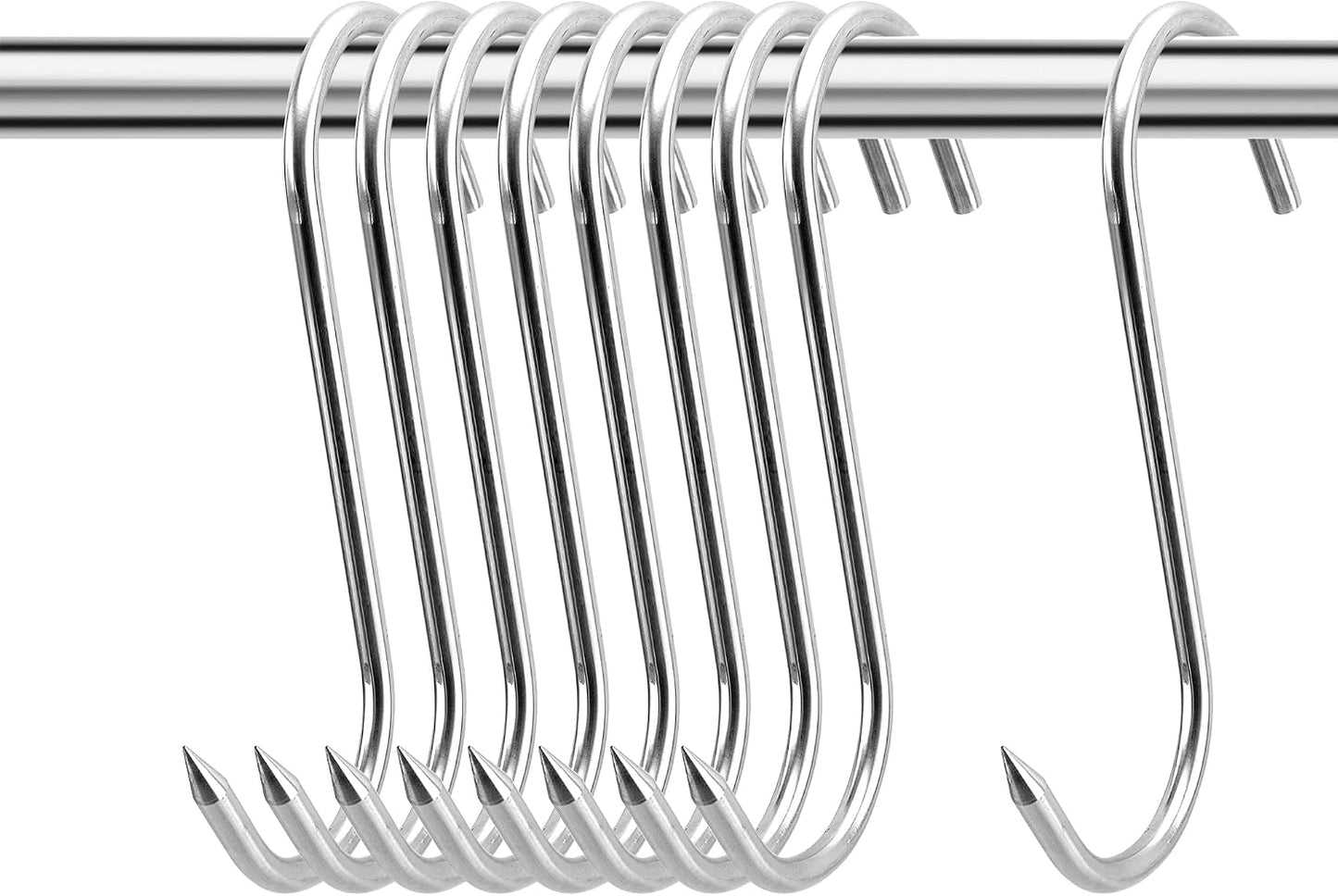 8 Ganchos Carne Acero Inox 8" Resistentes para Carnicería