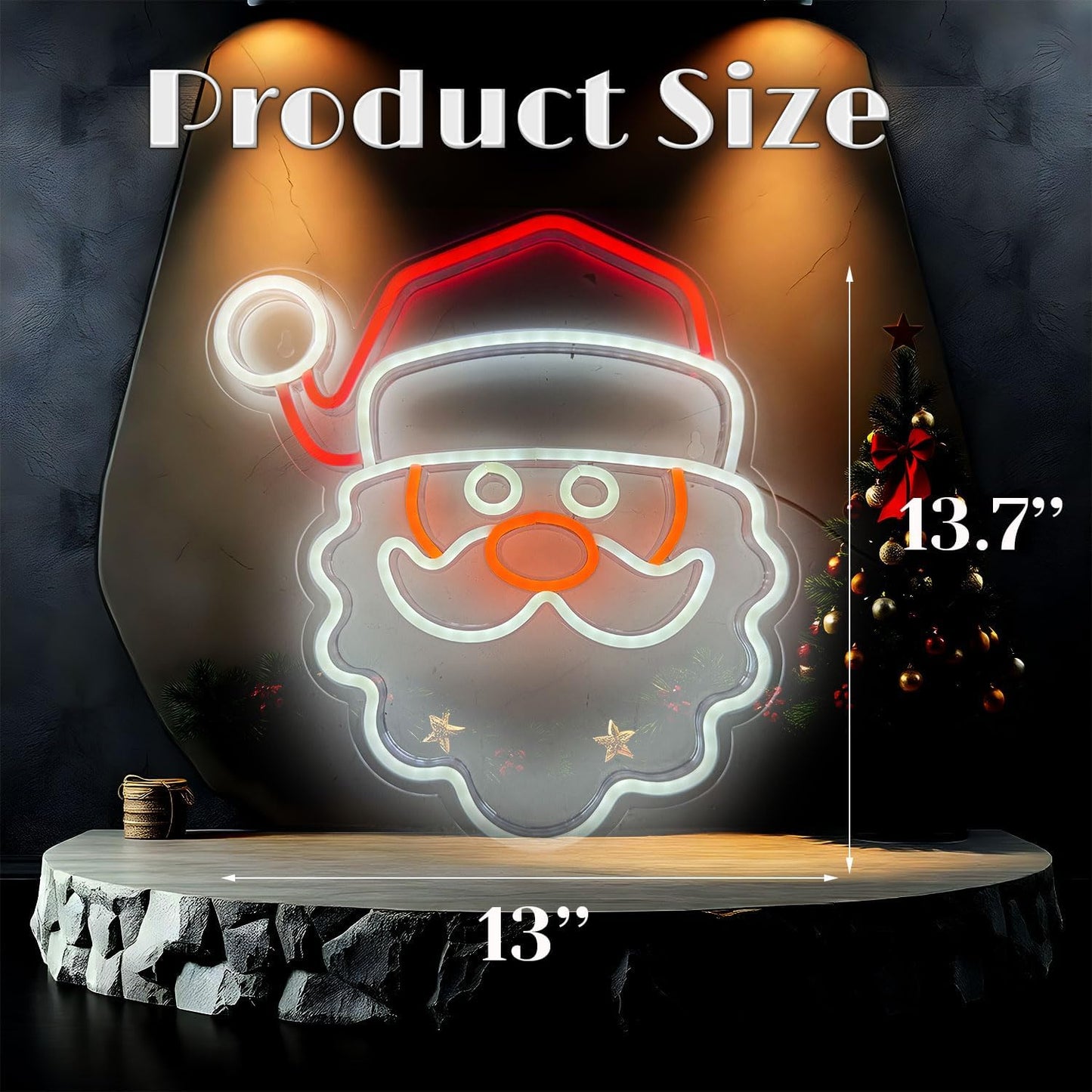 Letrero neón Papá Noel LED rojo y blanco con USB para bar