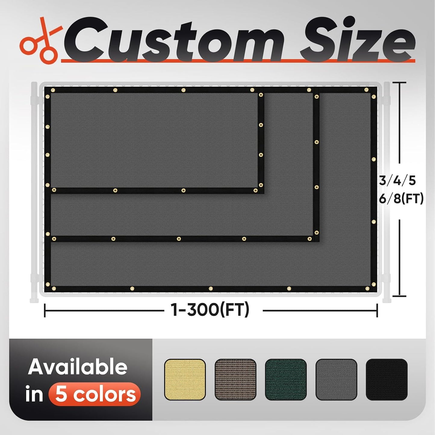 Valla malla privacidad 6x50pulg 90% bloqueo gris oscuro