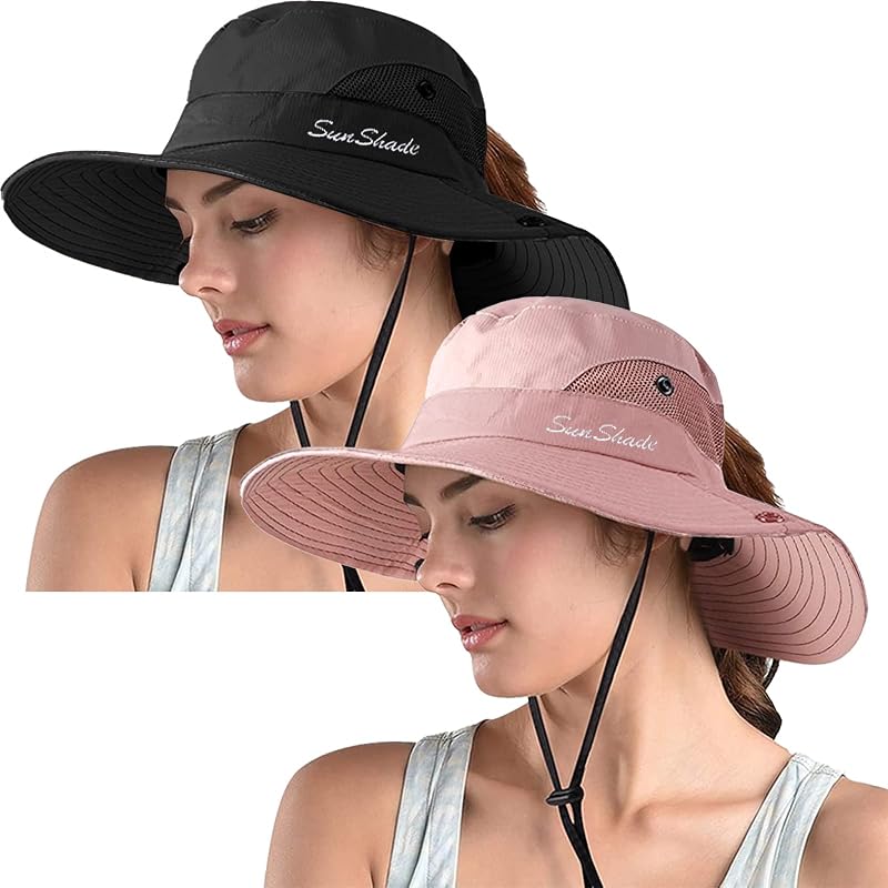 Sombrero safari ala ancha UV para mujer plegable playa verano