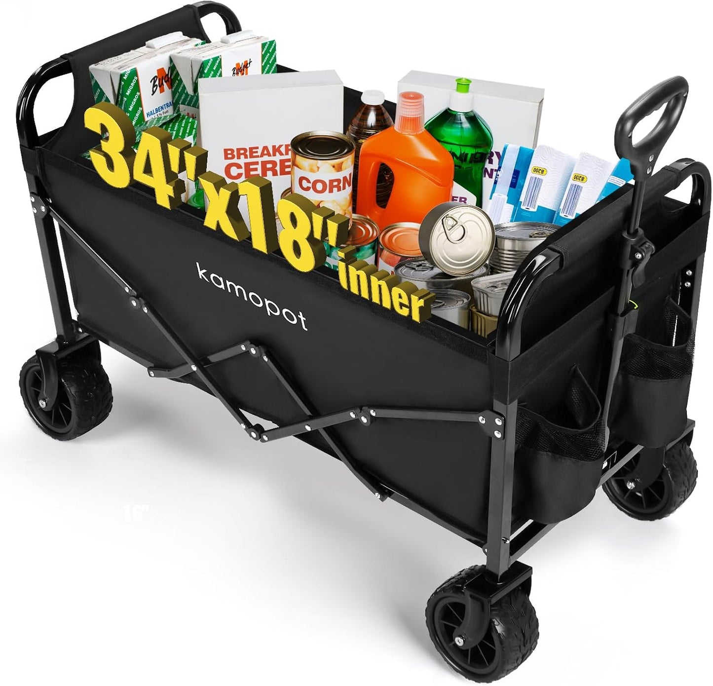 Carro plegable grande para playa y almacenamiento