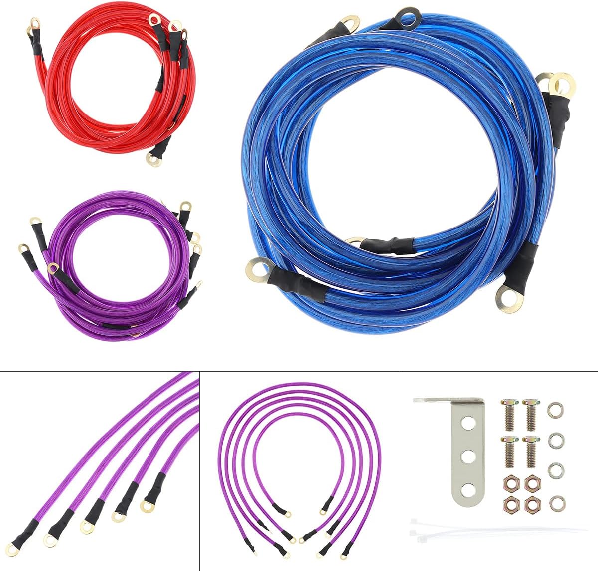 Kit cables tierra universal 5 puntos coche camión azul