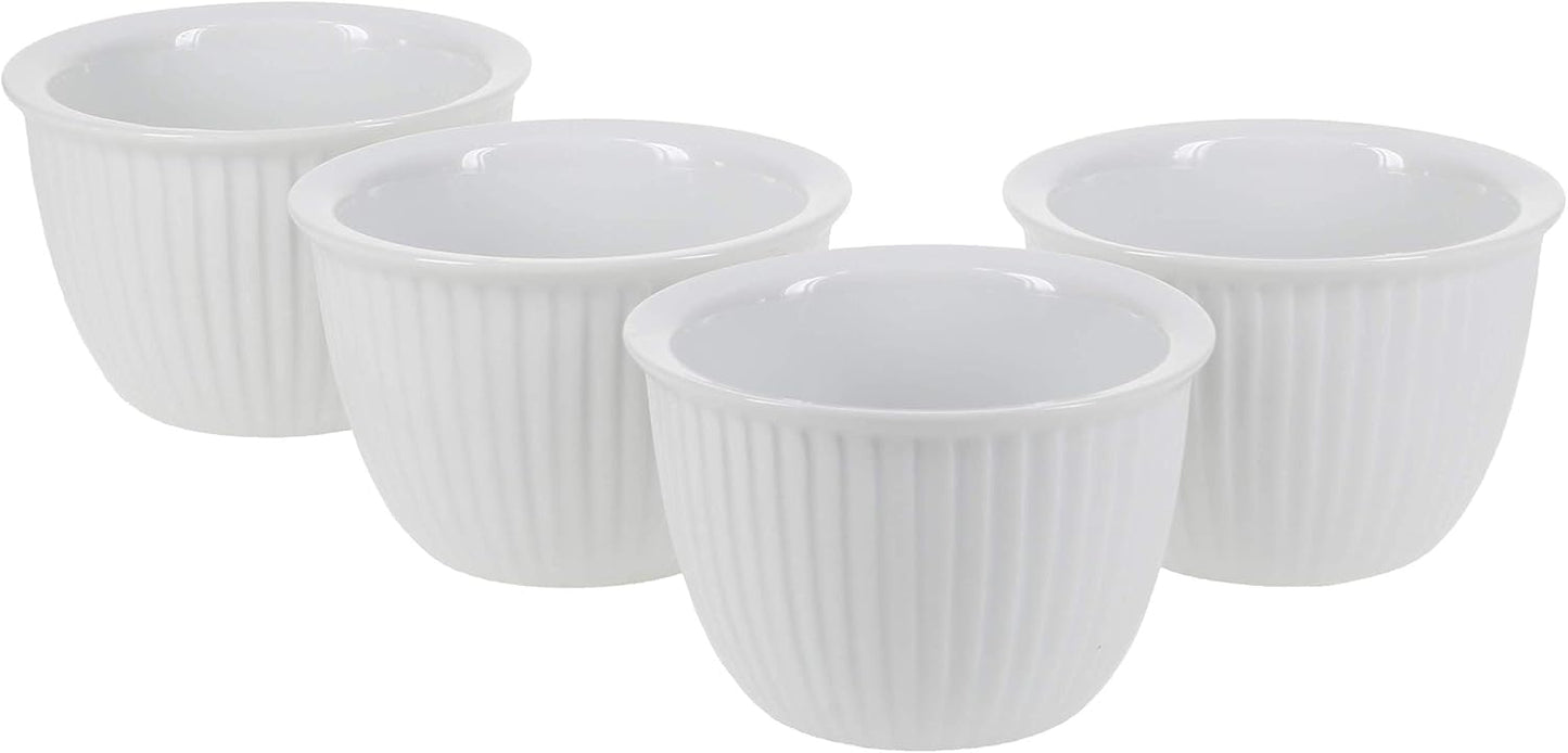 Set 4 Tazas Natillas Acanaladas 7oz Blanco