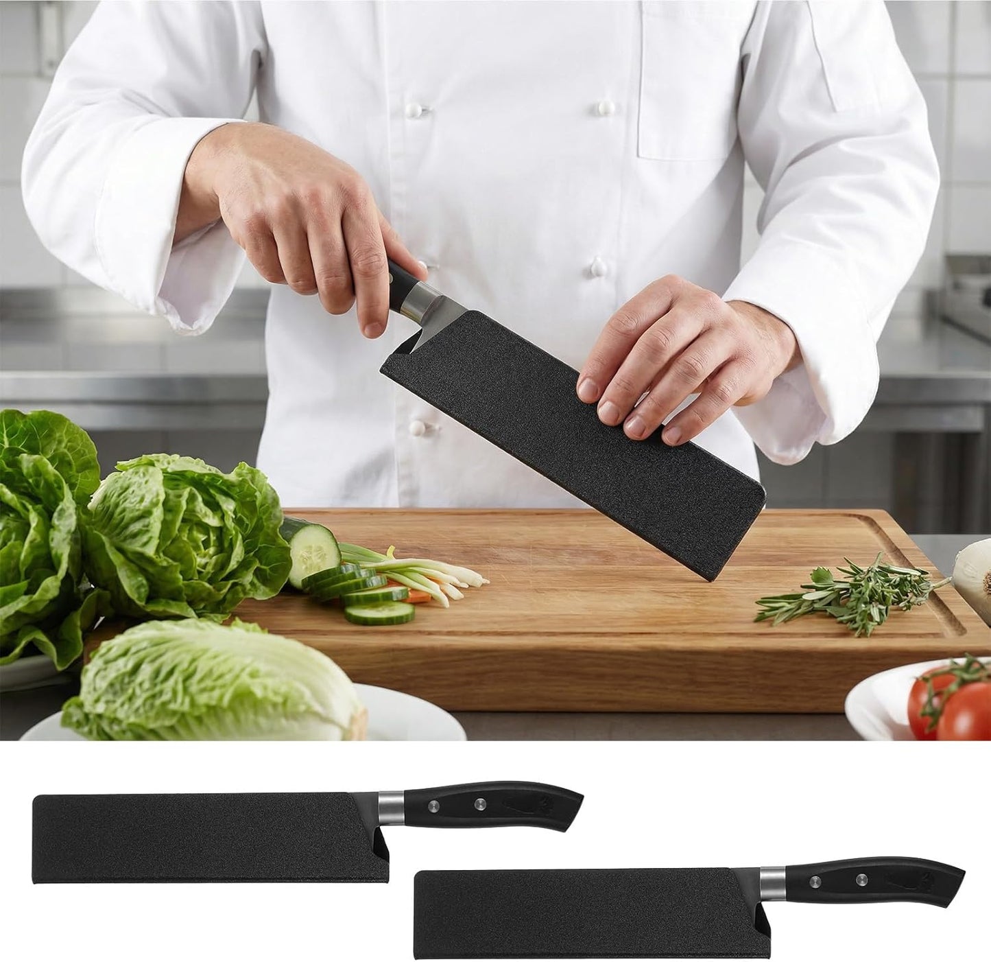 Funda para cuchillo de chef 8 pulgadas ABS negro con forro de fieltro
