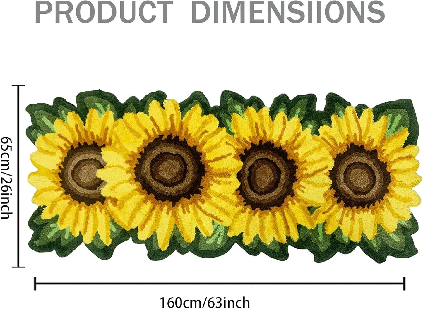Alfombra pasillo girasol hecha a mano 25.6x63"