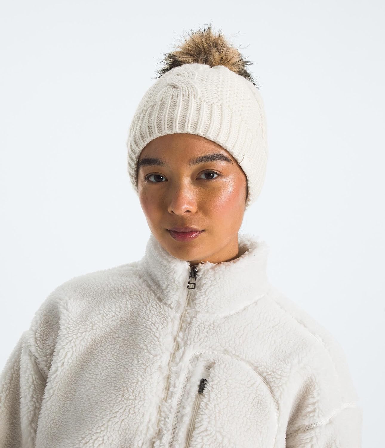 Gorro con forro de pompón piel mujer