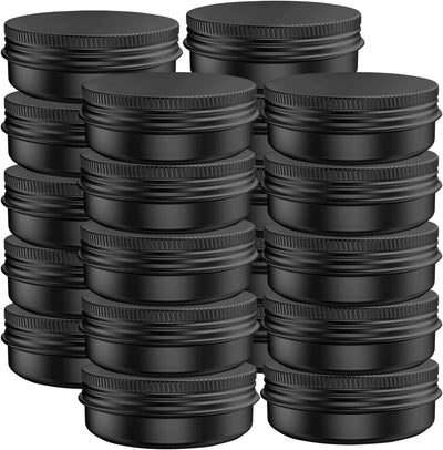40 Pzas Tarros Aluminio 2oz 60ml Tapa Negra Estanco Cosméticos