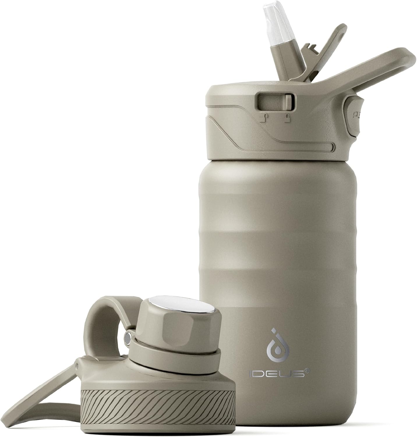 Botella agua acero inox 12oz con pajita escuela
