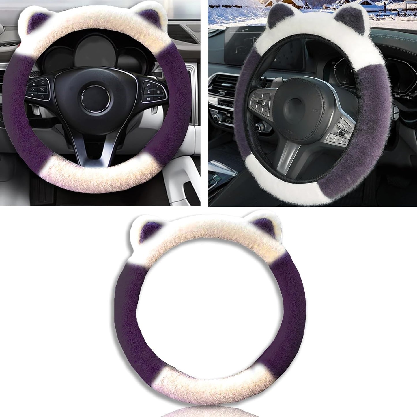 Funda volante automóvil orejas gatito felpa 15pulg