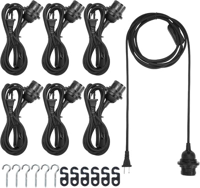 6 Luces colgantes enchufables E26/E27 12pies interruptor