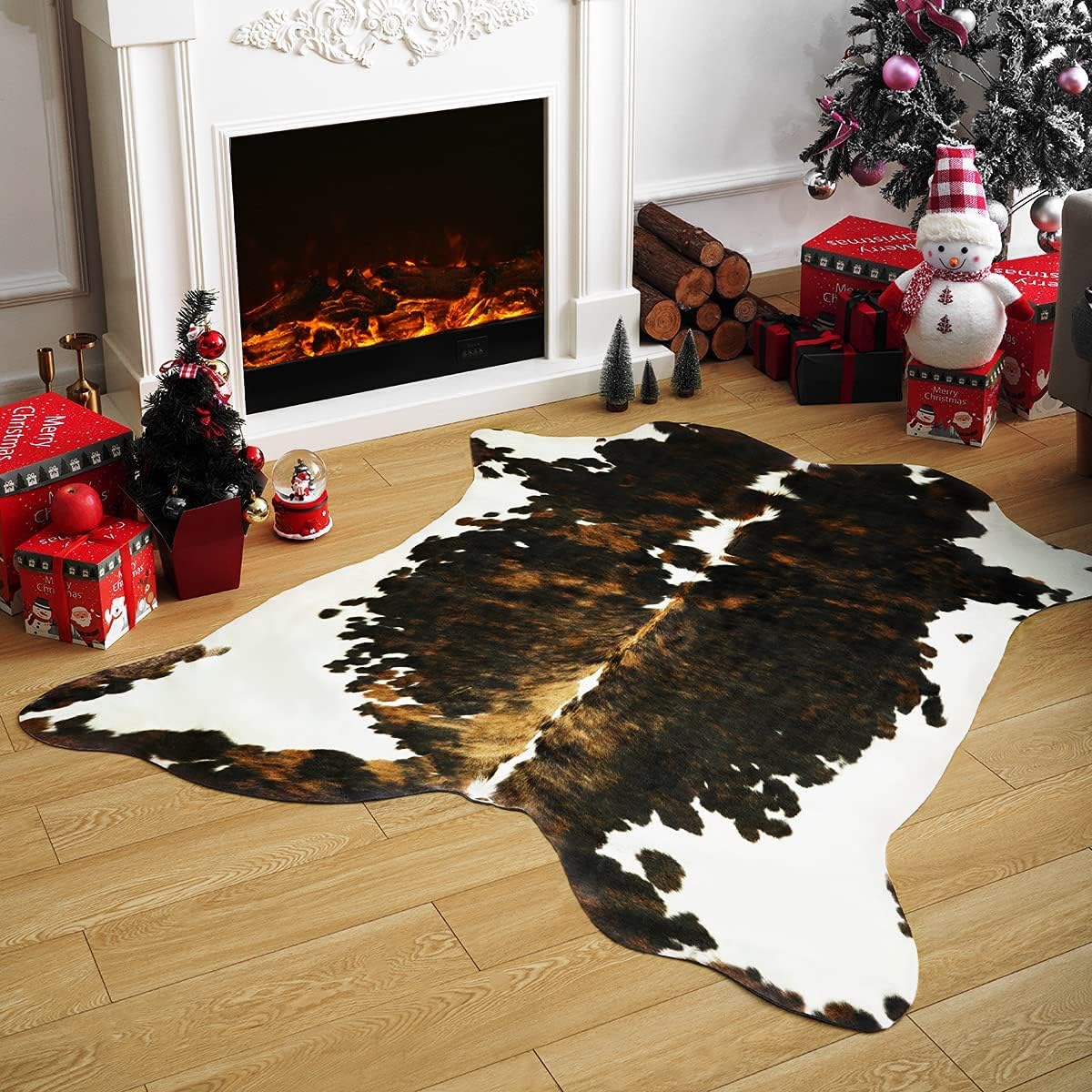 Alfombra sintética piel vaca 5.2x4.6ft decoración occidental