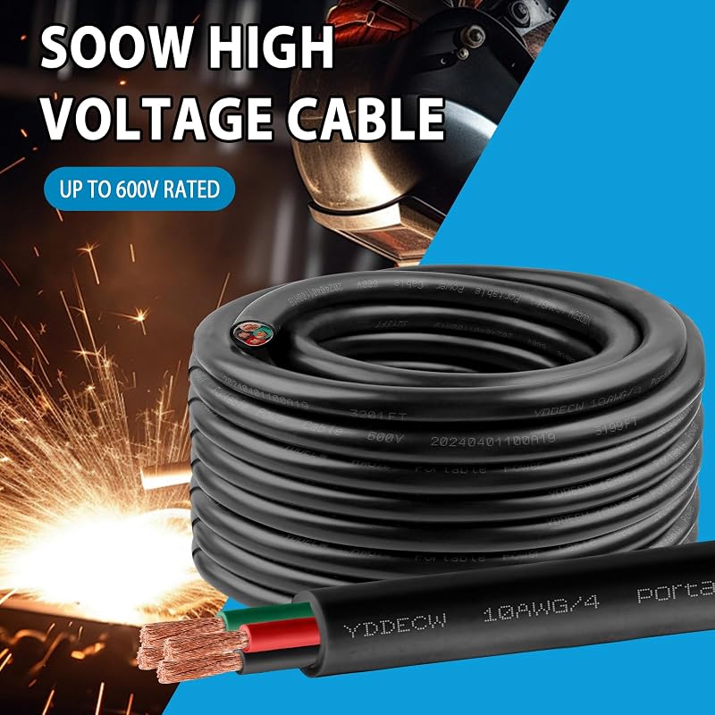 Cable eléctrico SOOW 600V 10 ft 10 AWG 4 conductores