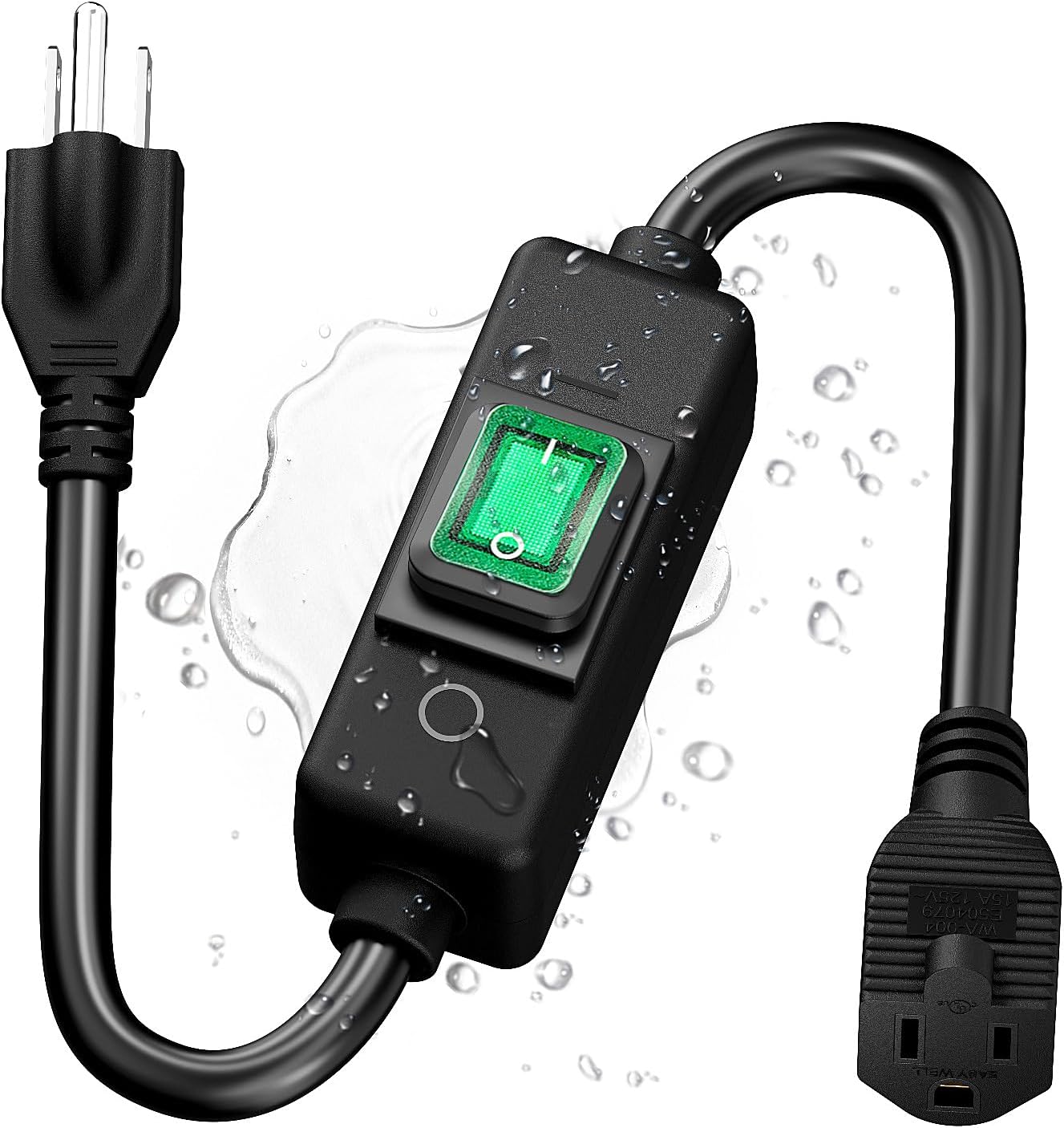 Cable extensión impermeable 3 clavijas IP57 1.5pies 20A