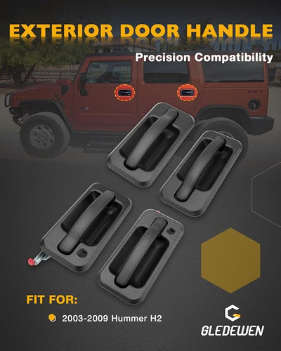 Set 4 manijas puerta Hummer H2 03-09 negro texturizado