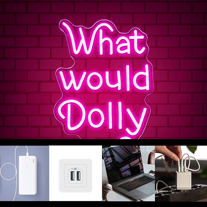 Letrero neón What Would Dolly Do 9.8x15.7" USB
