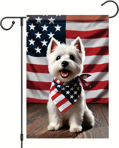 Bandera 4 de Julio West Highland White Terrier 12x18pulg