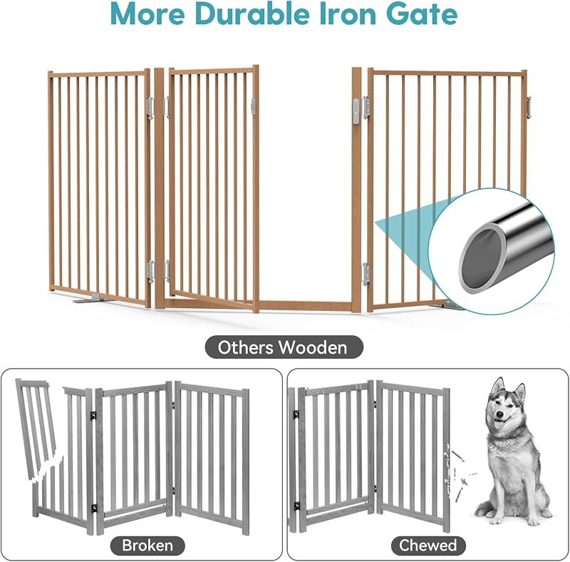 Puerta plegable para mascotas 30x78" con patas marrón
