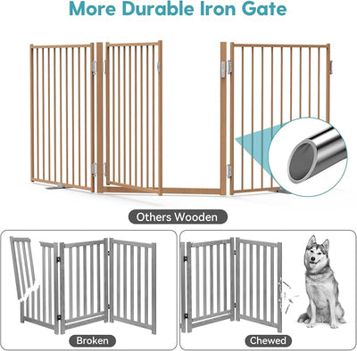 Puerta plegable para mascotas 30x78" con patas marrón
