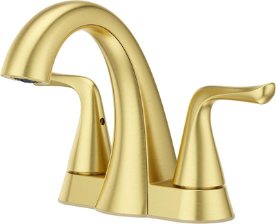 Grifo lavabo baño 4pulg 2 manijas 3 agujeros dorado