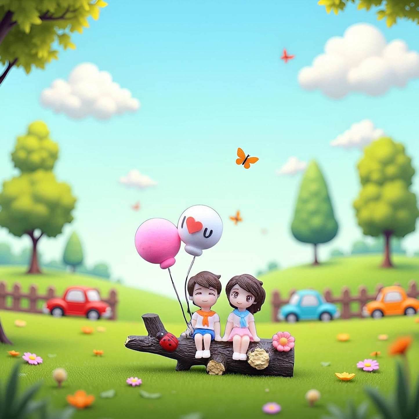 Adornos resina coche dibujos animados para parejas
