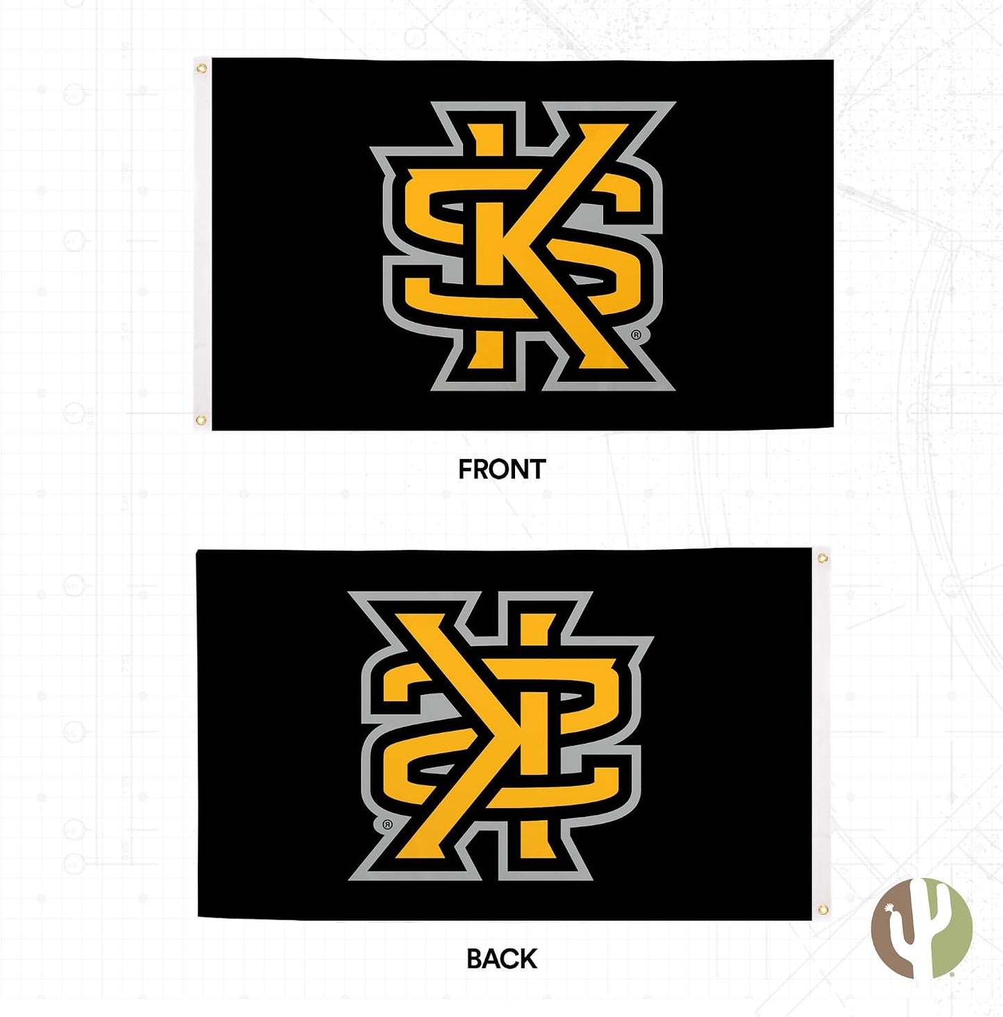 Bandera búhos KSU 3x5ft tela poliéster duradera