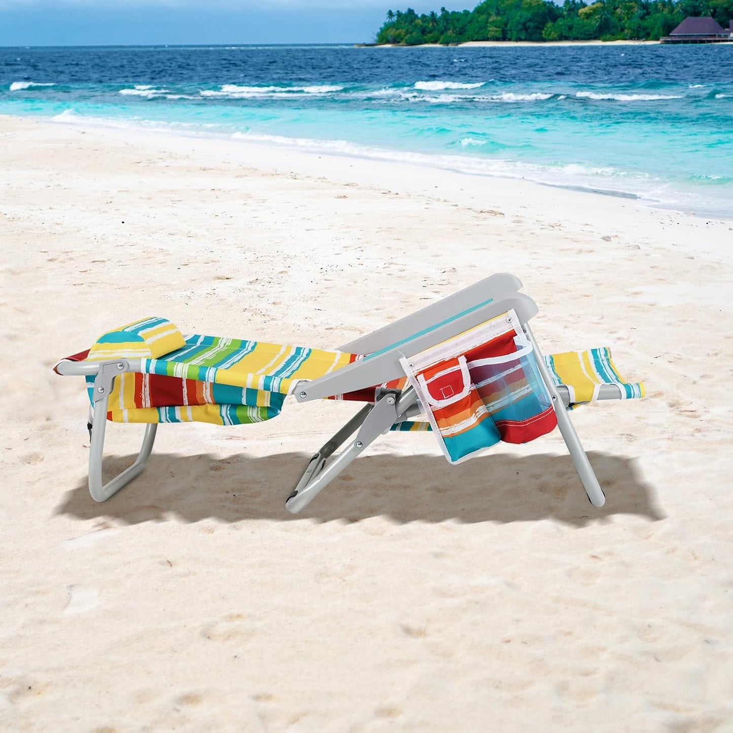 Silla playa plegable aluminio 330lb respaldo 5 posiciones