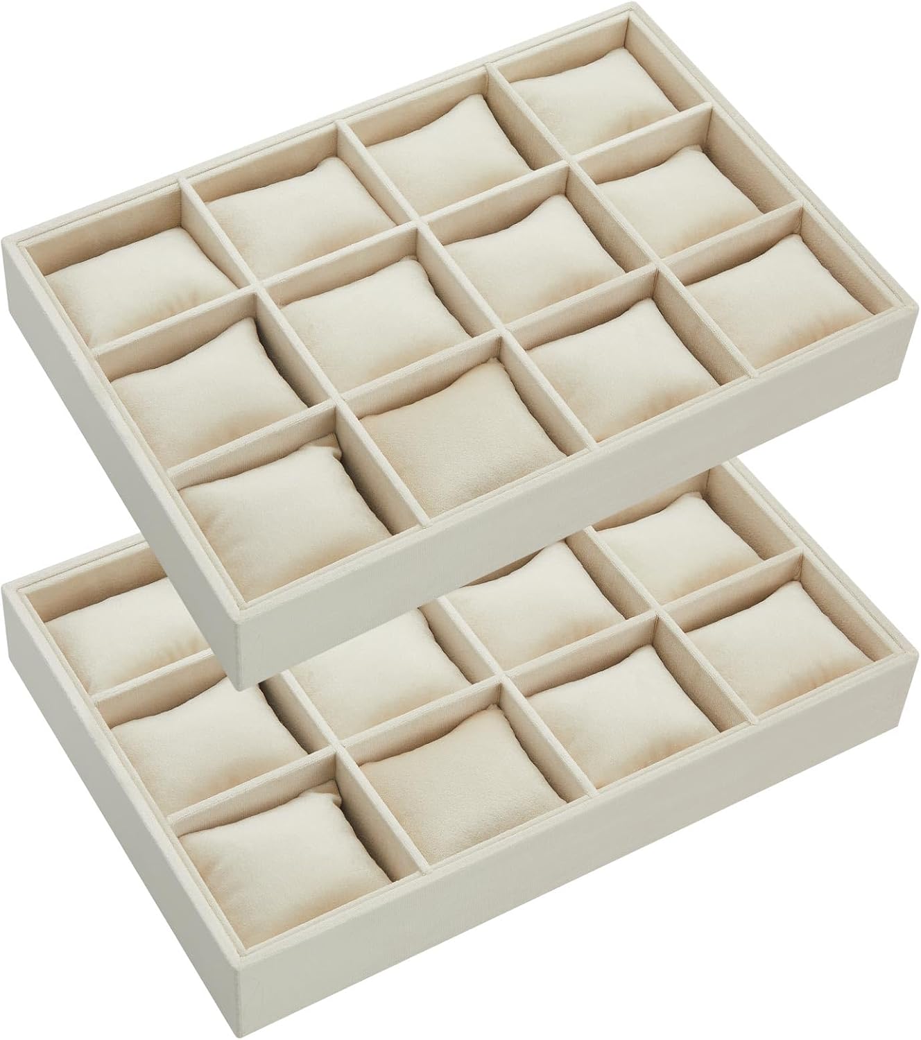 Organiz. joyas terciopelo 2 bandejas madera