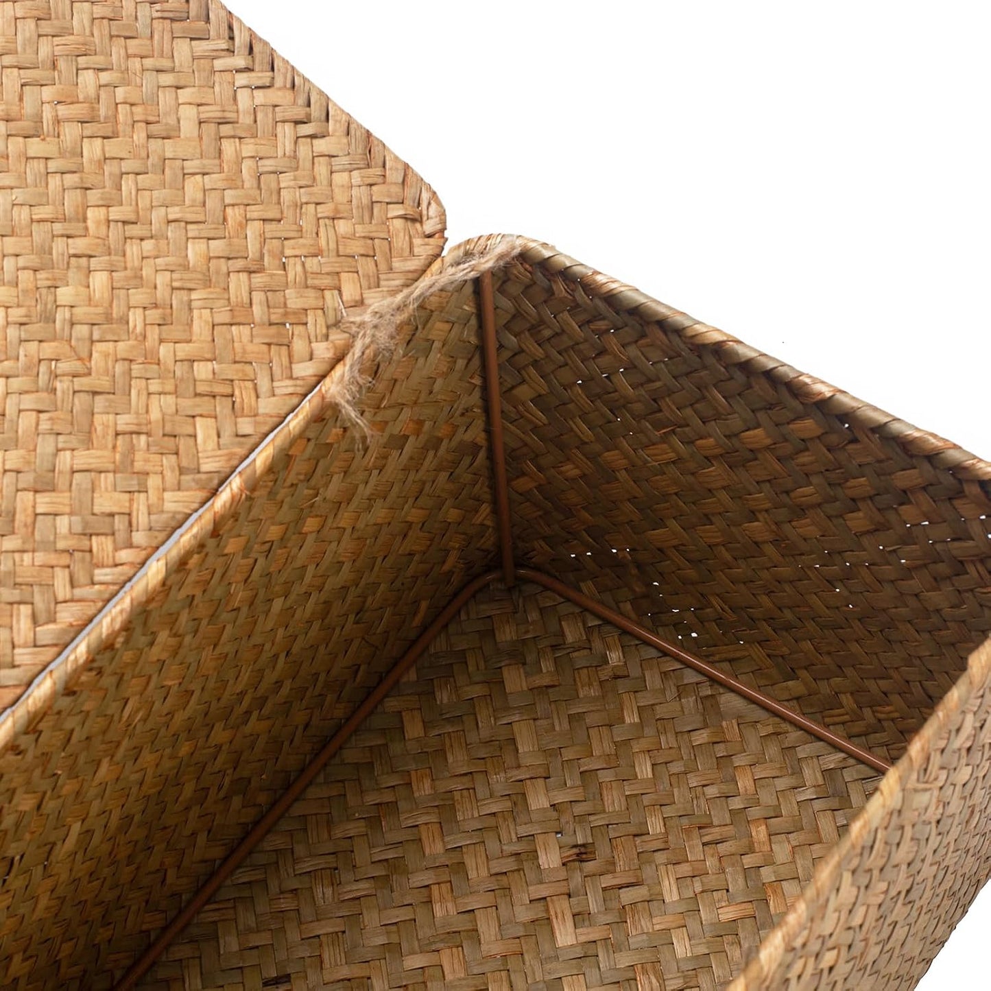 Cesta mimbre tapa almacenamiento decorativa natural