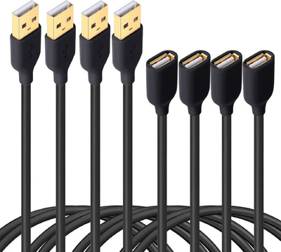 Cable USB 2.0 macho hembra 4 pzas para teclado mouse