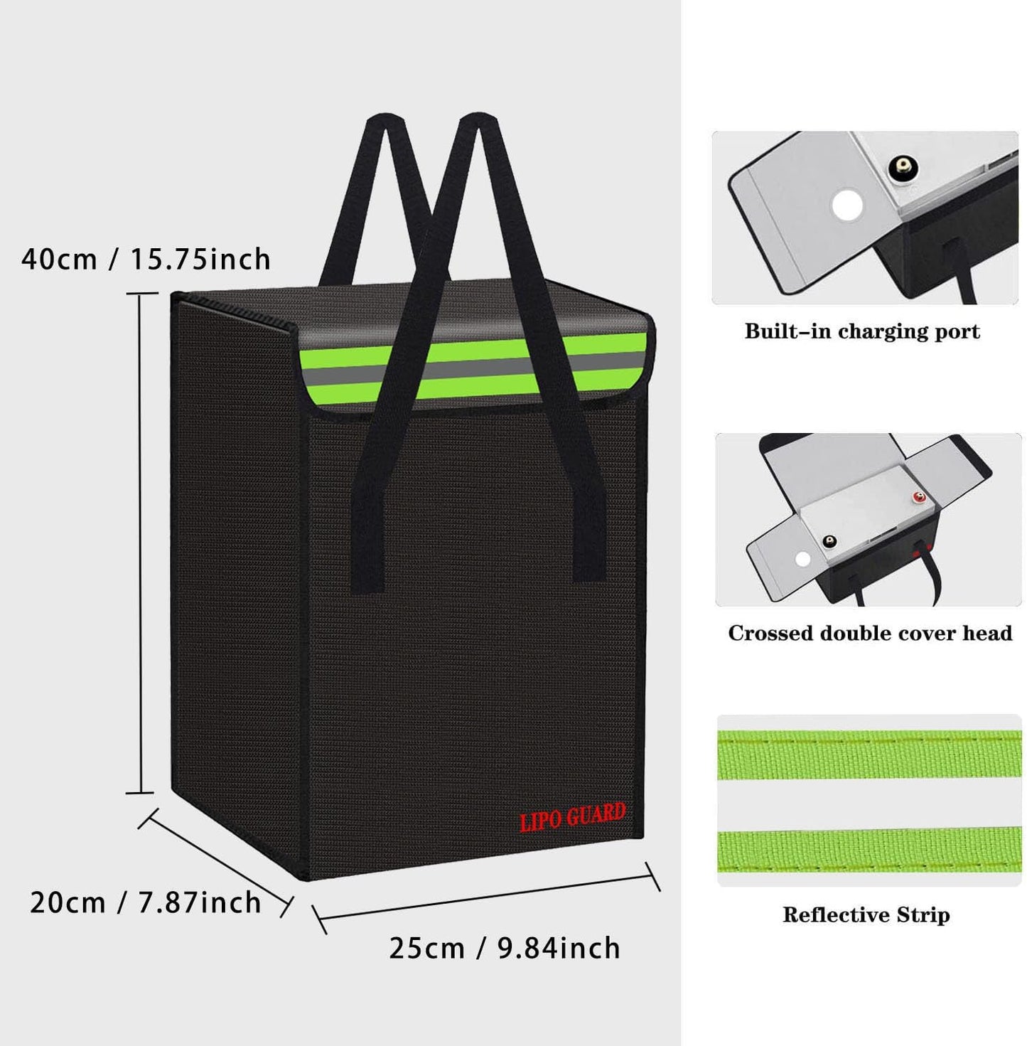 Bolsa ignífuga para batería lipo 9.8x7.9x15.8pulg