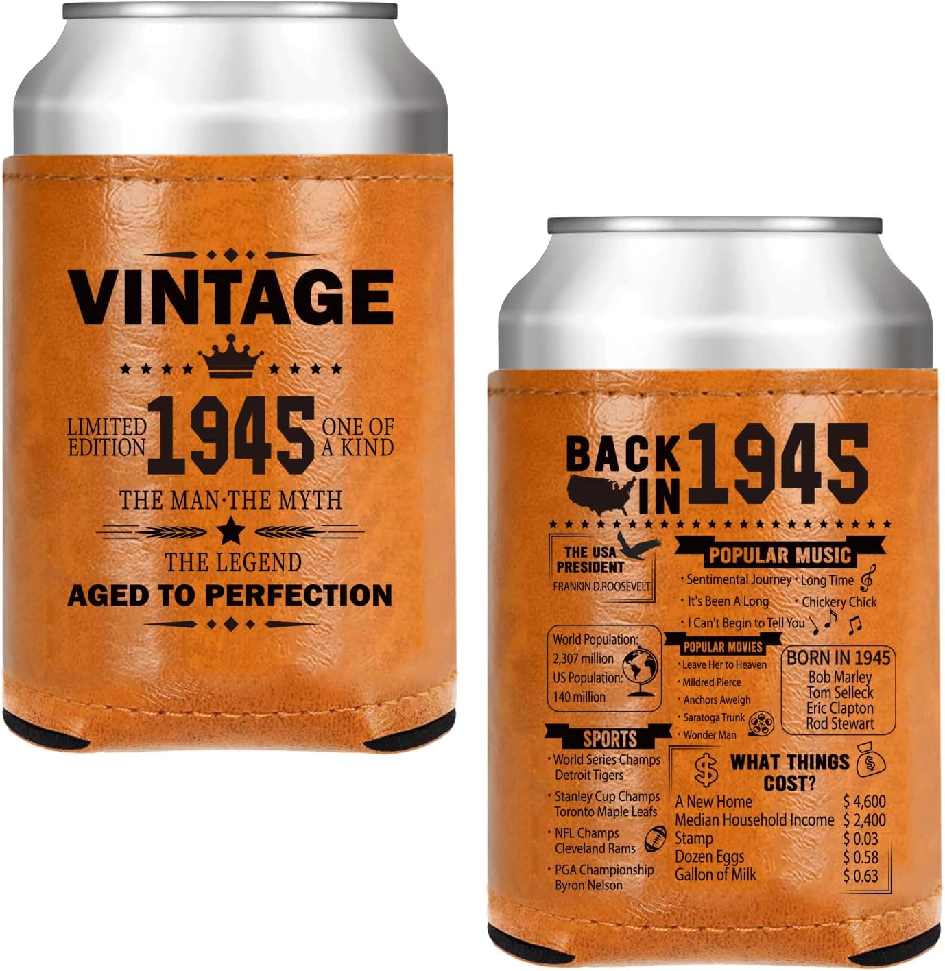 Enfriador latas cuero vintage regalo para papá 80 años