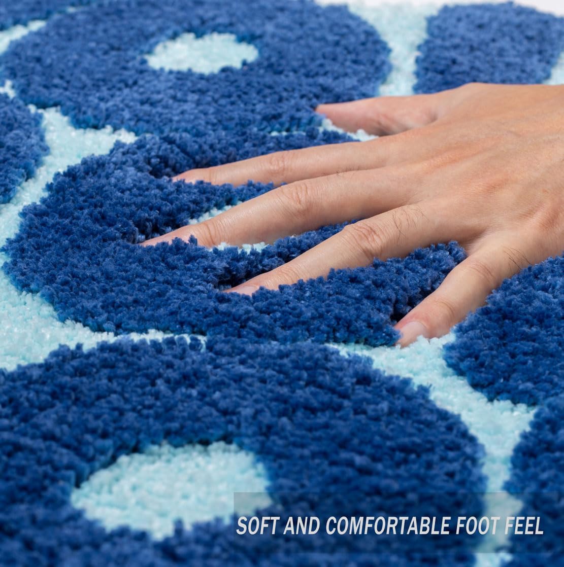 Alfombra baño azul antiderrap microfibra felpa absorbente
