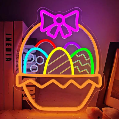 Letrero neón huevo Pascua LED para decoración pared