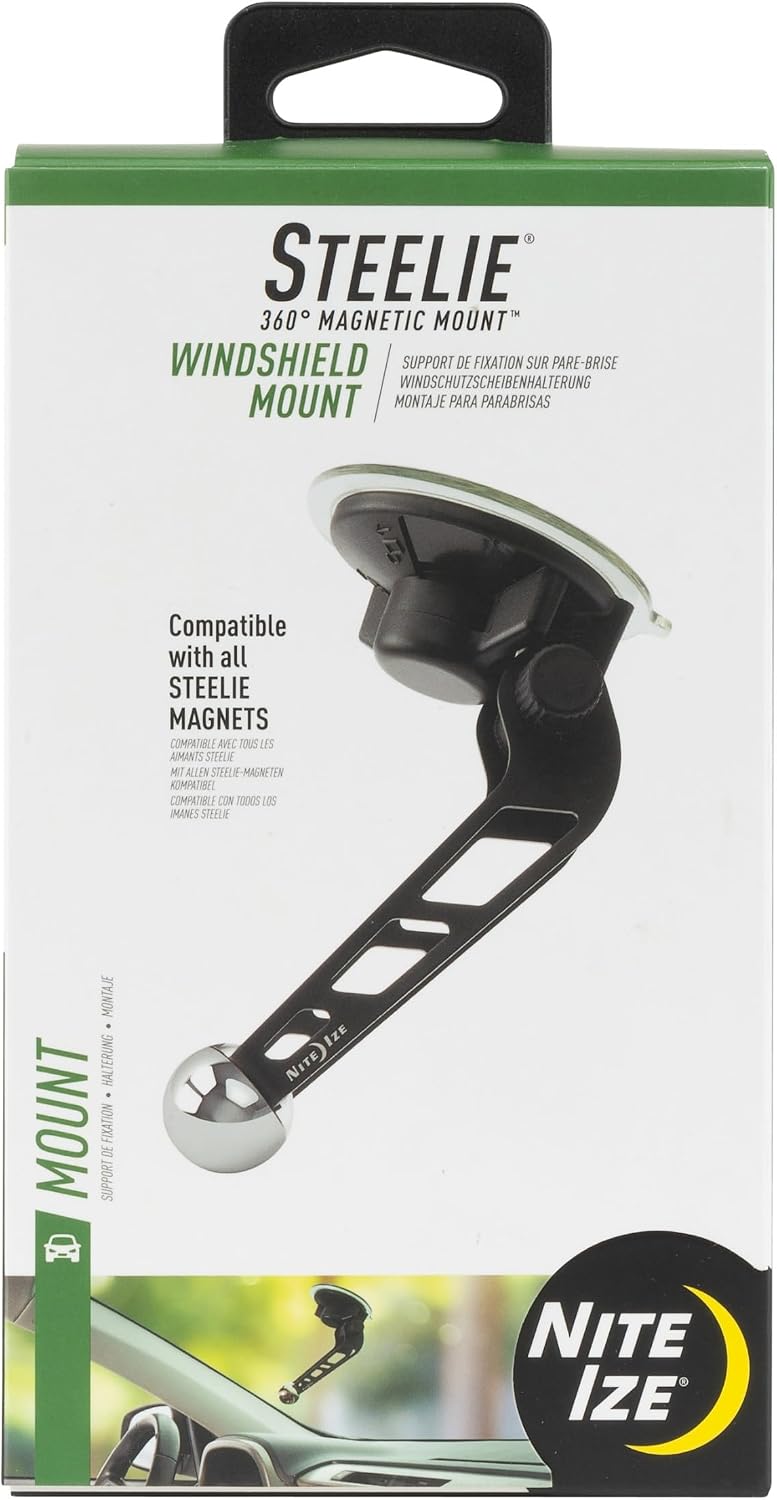 Soporte parabrisas auto compat magnético Steelie negro