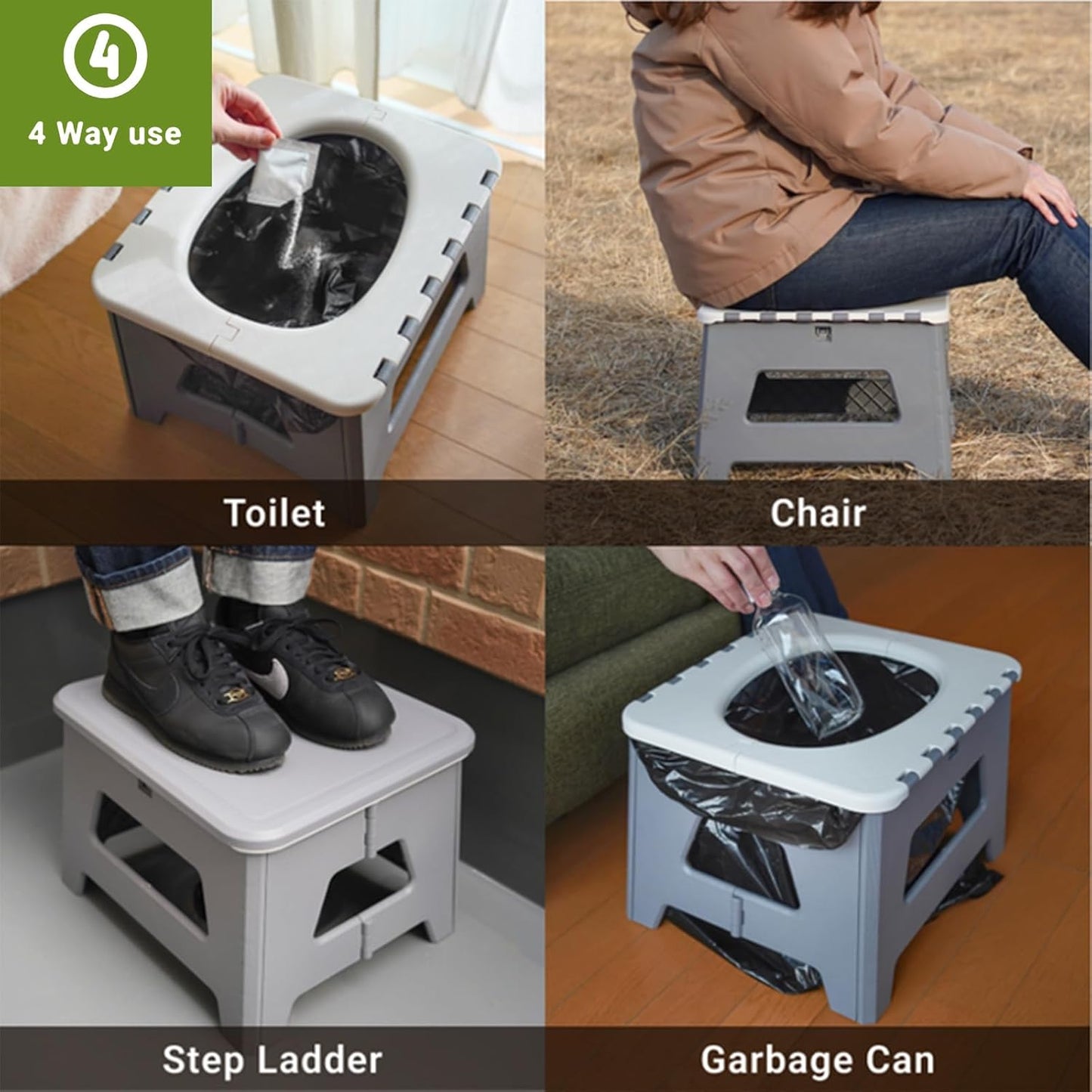 Inodoro plegable antiderrap para adultos RV hogar marrón