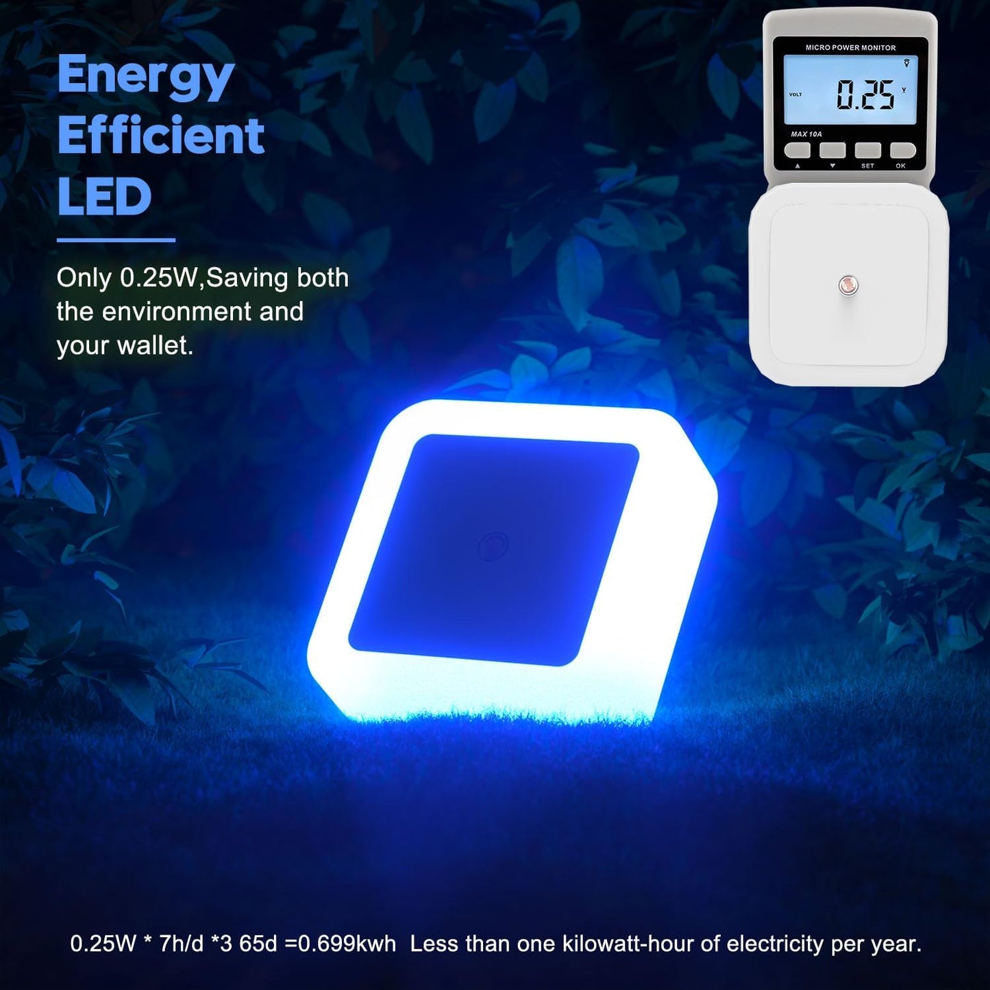 8 Lámparas Nocturnas LED Enchufables Azul