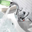 Grifo baño cromado doble mango palanca cisne