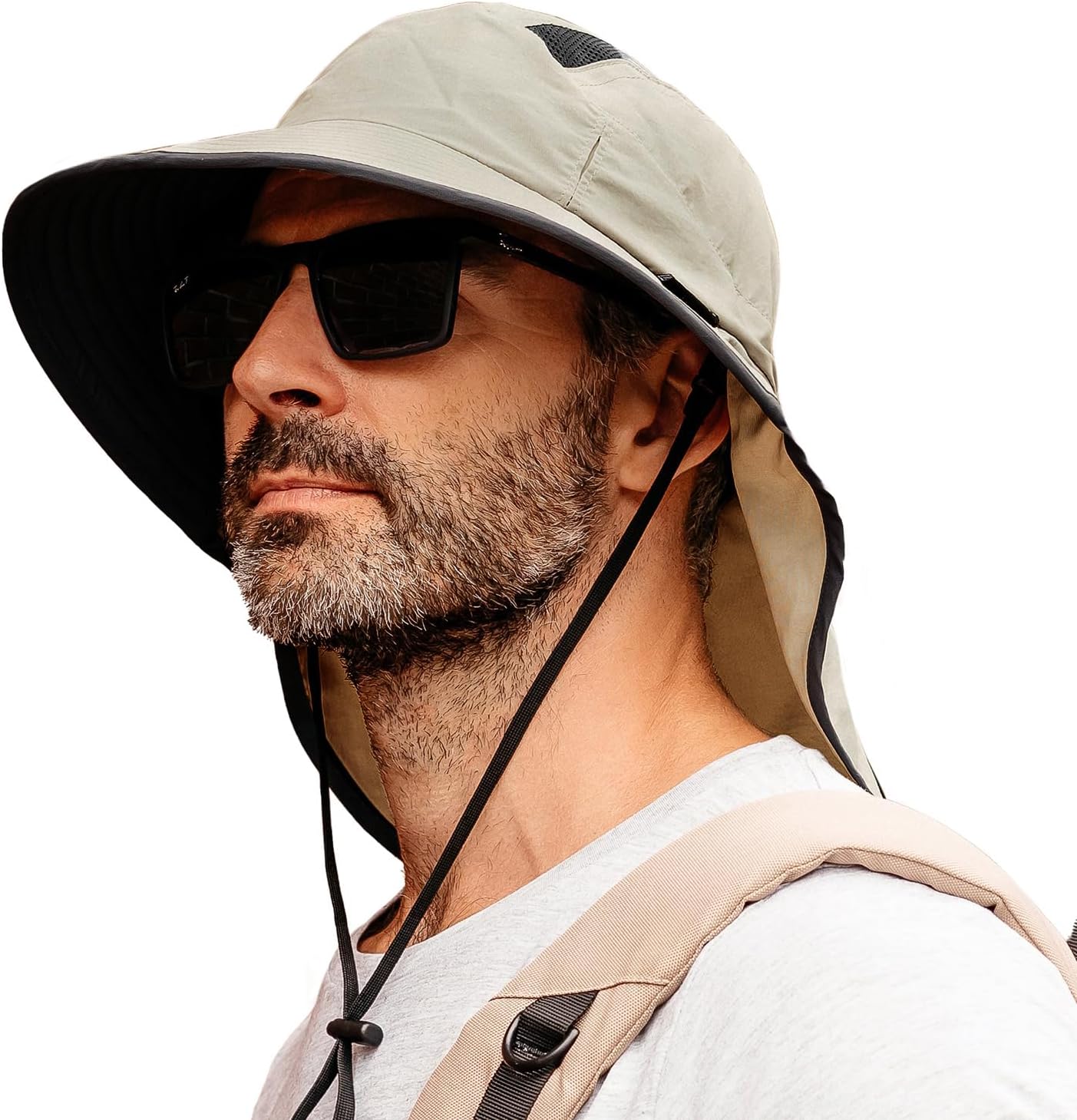 Sombrero ala ancha UPF 50 para hombre mujer con solapa