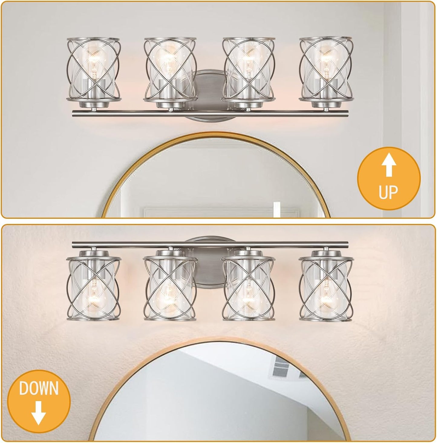 Lámpara pared moderna 4 luces para espejo cocina sala